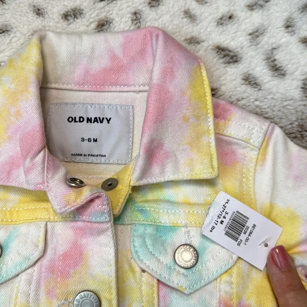 NWT! Old Navy rainbow tie dye jean jacket baby girls 3-6 months girlhoodcore